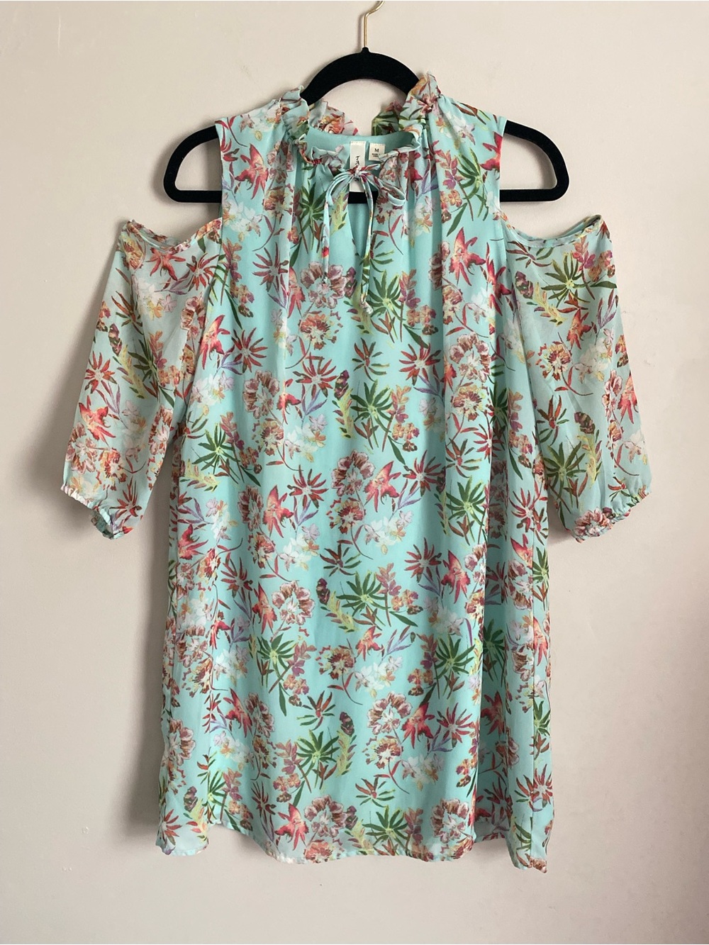 Tacera Dress Md Flowy Boho Chiffon Botanical Coquette Tropical Resort Cottage